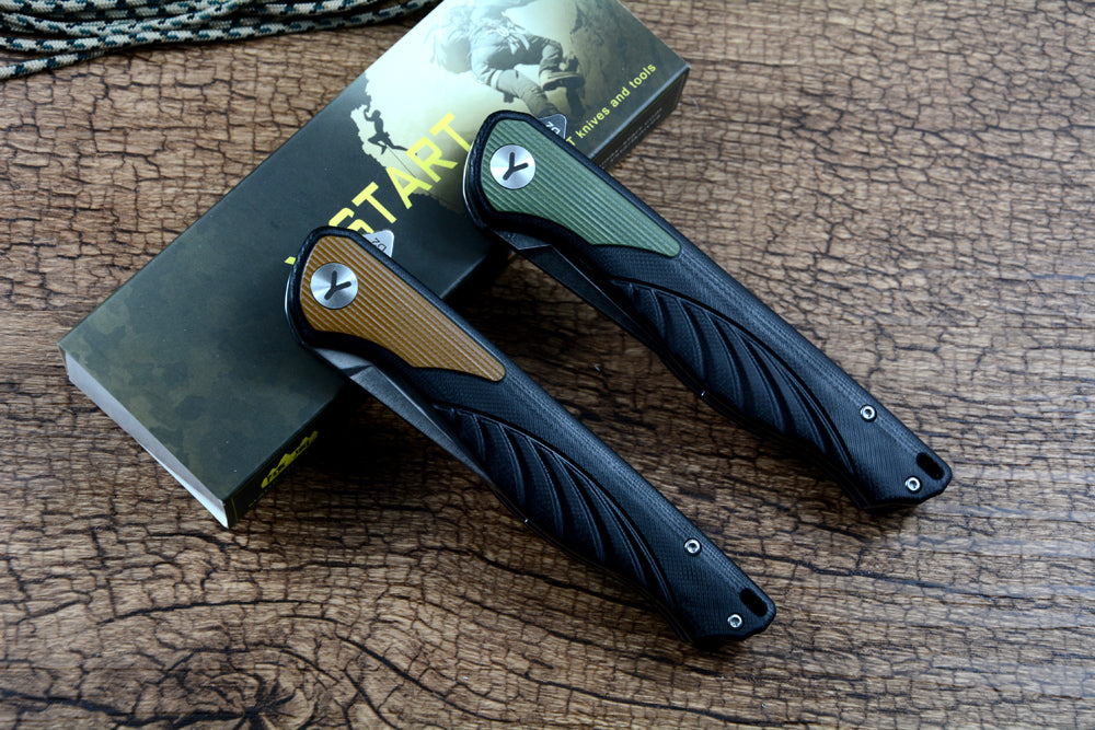 Y-START Folding Pocket Knife D2 Blade Green G10 Handle Flipper Liner Lock LK717