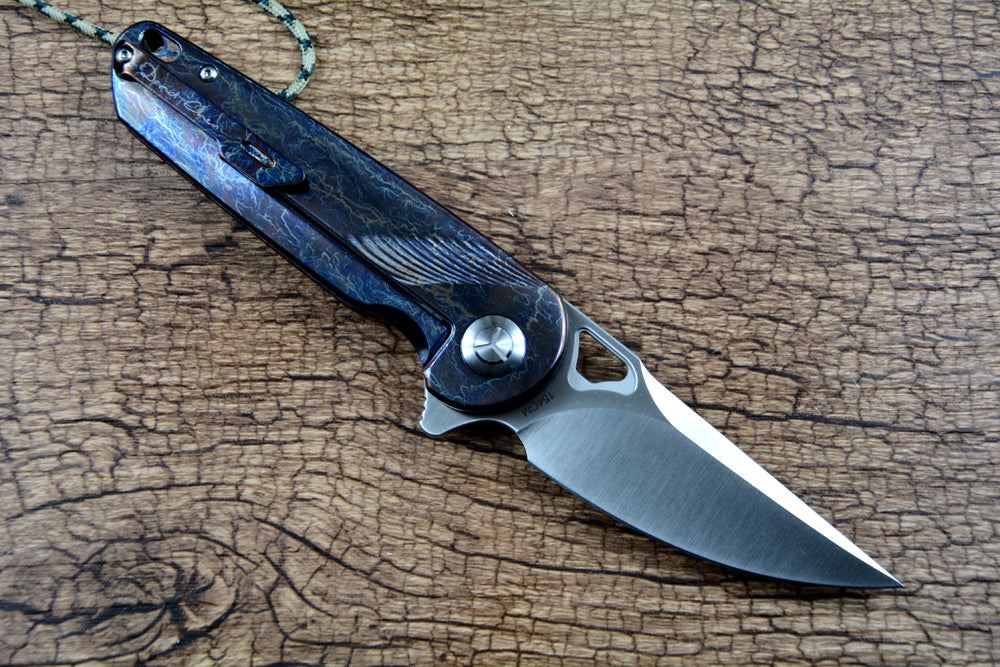 Y-START Pocket Folding Knife 154CM Blade Carbon Fiber Anode Titanium Handle LK5032C