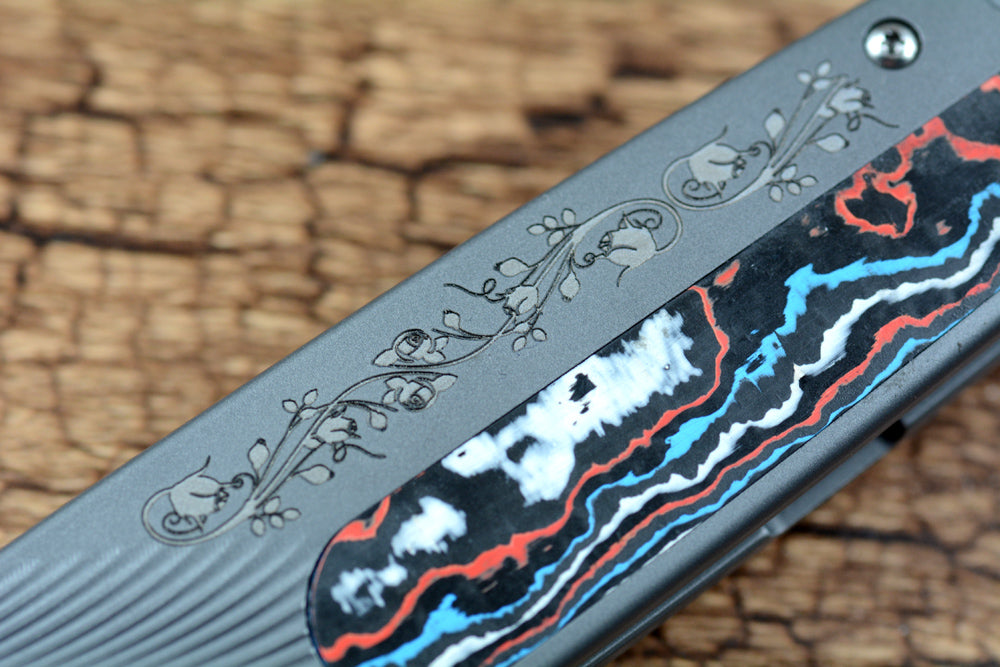 Y-START Folding Pocket Knife 154CM Blade Carbon Fiber Laser TC4 Titanium LK5032F