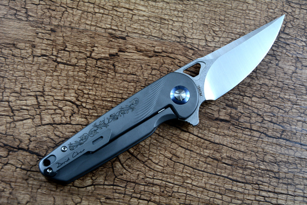 Y-START Folding Pocket Knife 154CM Blade Carbon Fiber Laser TC4 Titanium LK5032F