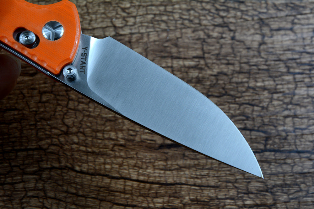 Y-START JIN02 Axial Folding Knife D2 Satin Blade Ball Bearing Washer G10 Handle Orange