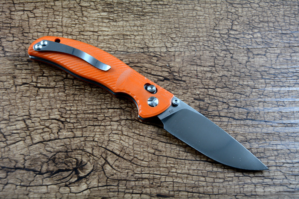 Y-START JIN02 Axial Folding Knife D2 Satin Blade Ball Bearing Washer G10 Handle Orange