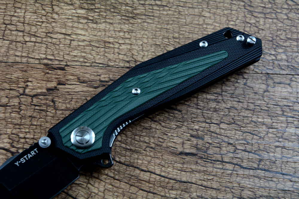 Y-START VG10 Plain Blade Pocket Knives G10 Handle LK5033 Green