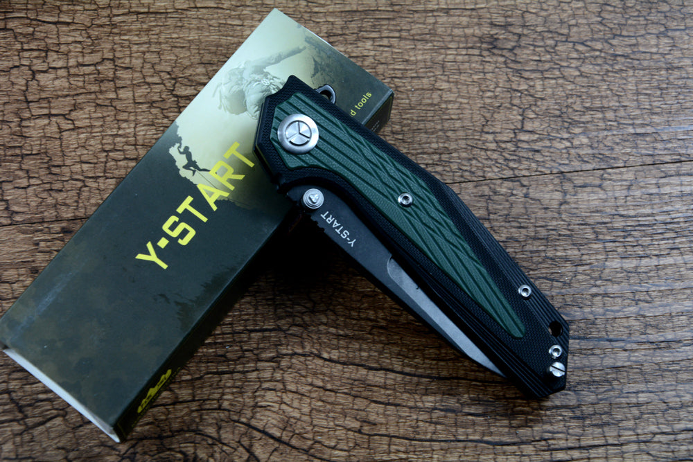 Y-START VG10 Plain Blade Pocket Knives G10 Handle LK5033 Green