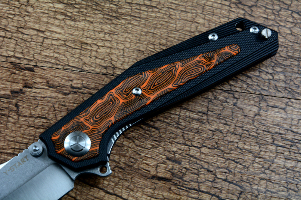 Y-START Folding Knife VG10 Blade Ball Bearing Washer G10 Orange LK5033