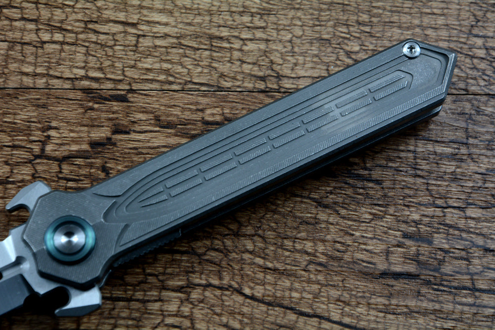 Y-START Folding Knife D2 Blade Spear Point Titanium RH02 Flipper Fast Open