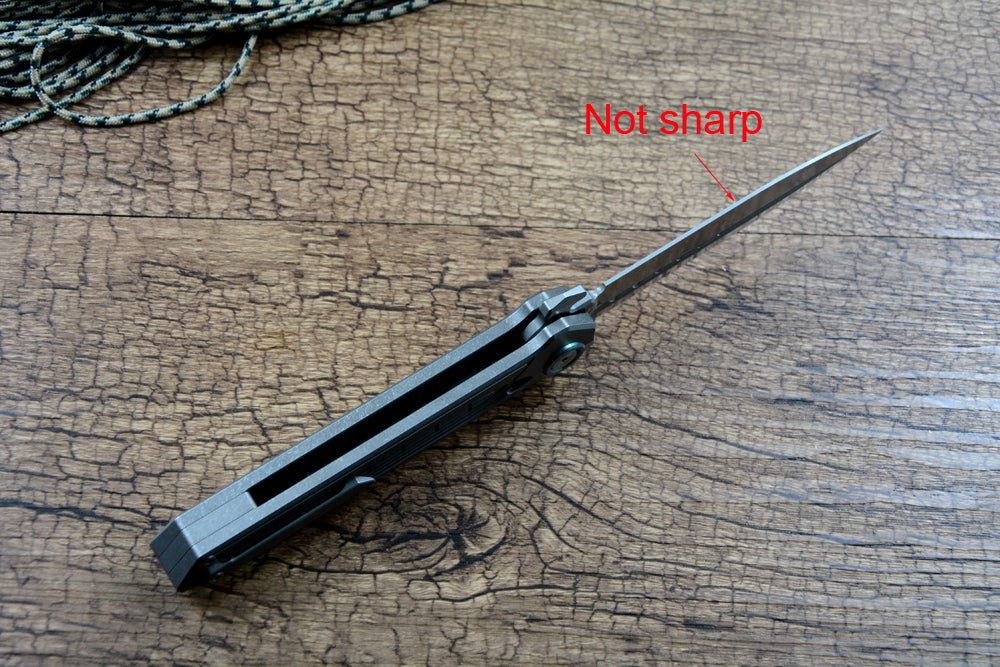 Y-START Folding Knife D2 Blade Spear Point Titanium RH02 Flipper Fast Open