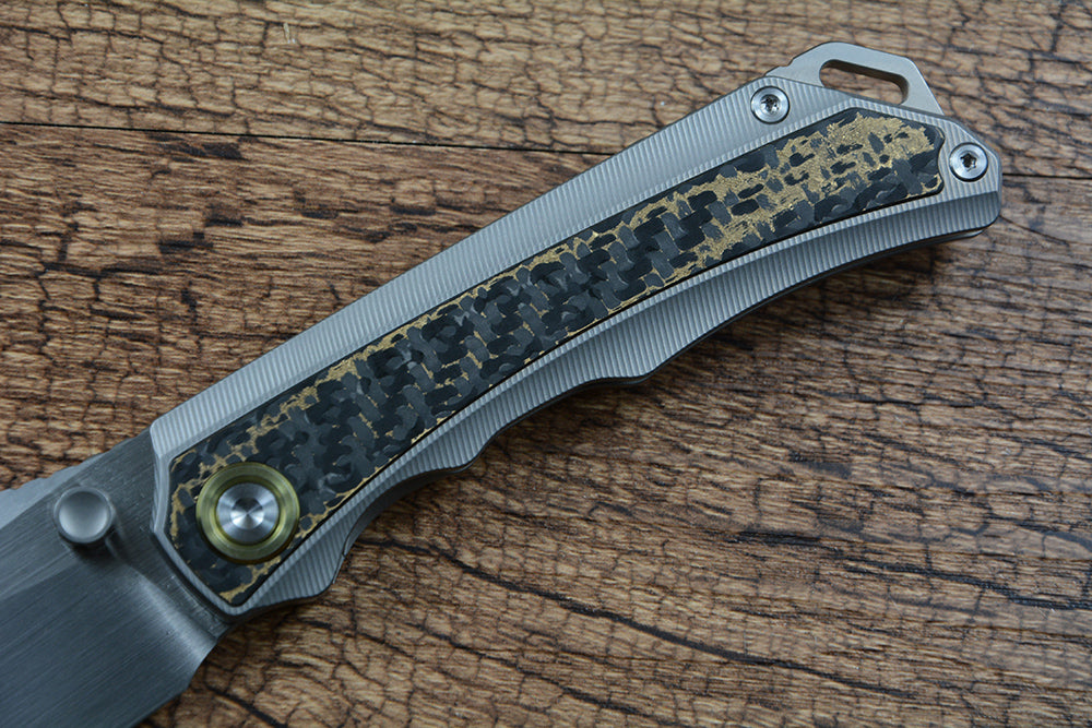Y-START M390 Blade TC4 Carbon Fiber Handle Folding Pocket Knife RIHE YJ2524