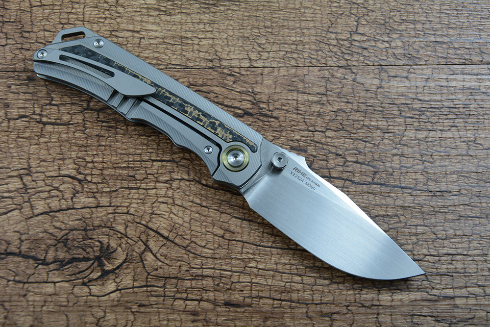 Y-START M390 Blade TC4 Carbon Fiber Handle Folding Pocket Knife RIHE YJ2524