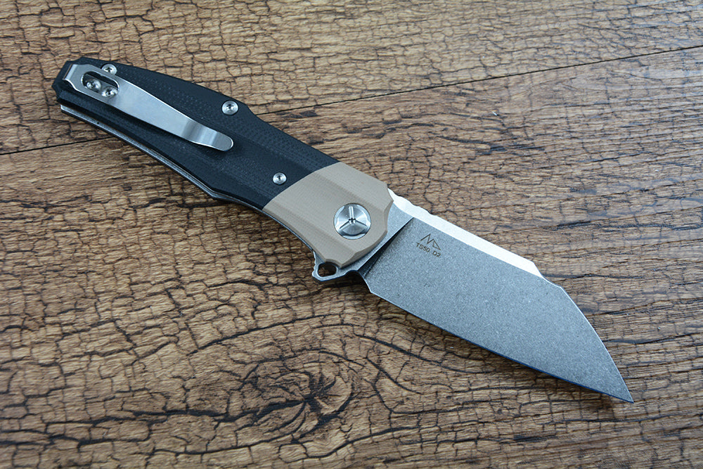 TWOSUN Folding Knife D2 Blade Stonewashed Ball Bearing Washer G10 Handle TS50G