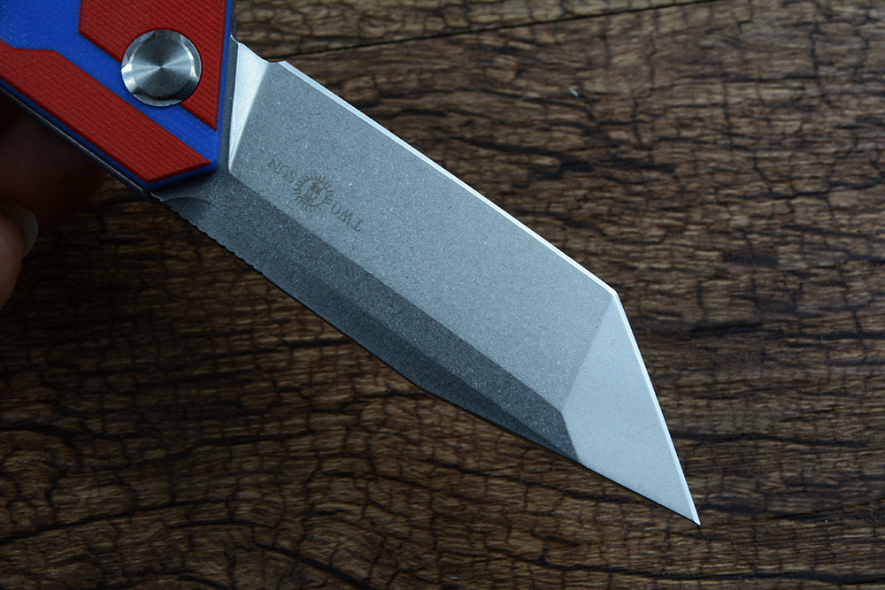 TWOSUN D2 Blade Pocket Folding Knife Red Blue G10 Handle TS38