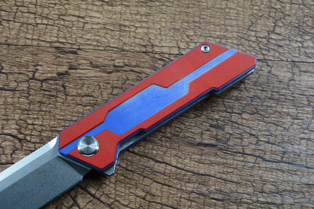 TWOSUN D2 Blade Pocket Folding Knife Red Blue G10 Handle TS38