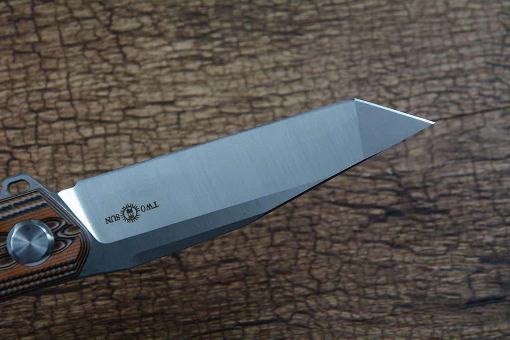 TWOSUN TS06 D2 Tanto Blade Folding Knife G10 Handle Liner Lock