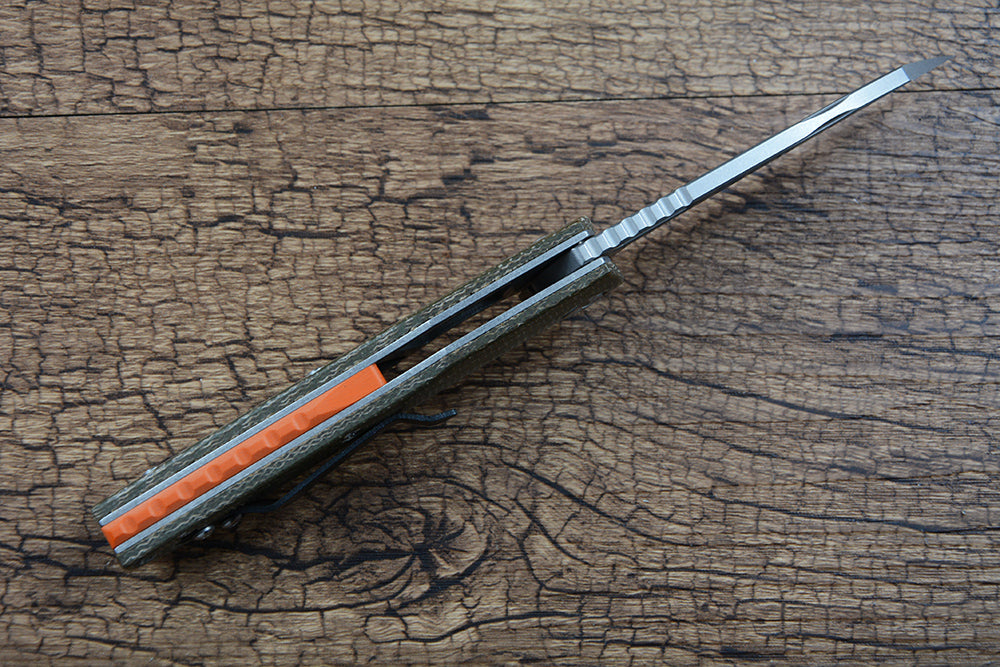 TWOSUN Folding Pocket Knife D2 Blade Brown Micarta Handle TS48