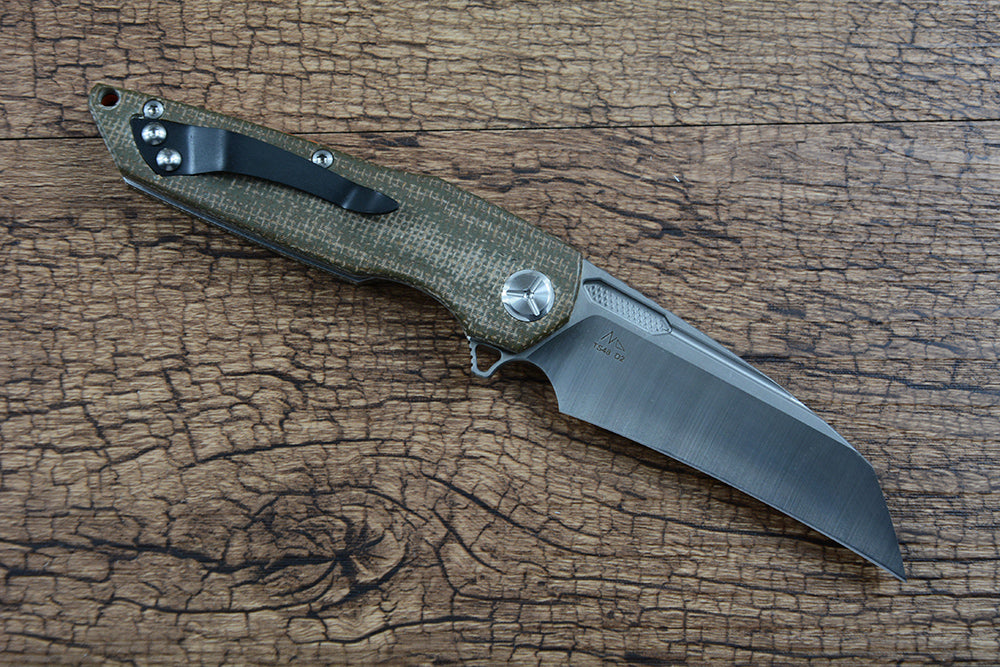 TWOSUN Folding Pocket Knife D2 Blade Brown Micarta Handle TS48