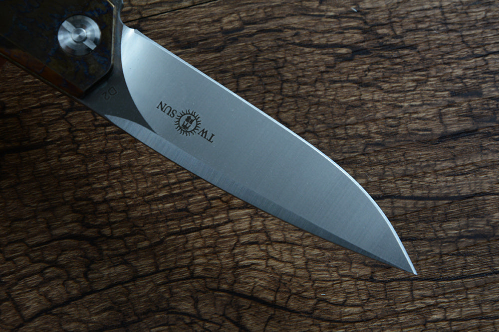 TWOSUN Folding Pocket Outdoor Knives D2 Blade Titanium TS21 Color