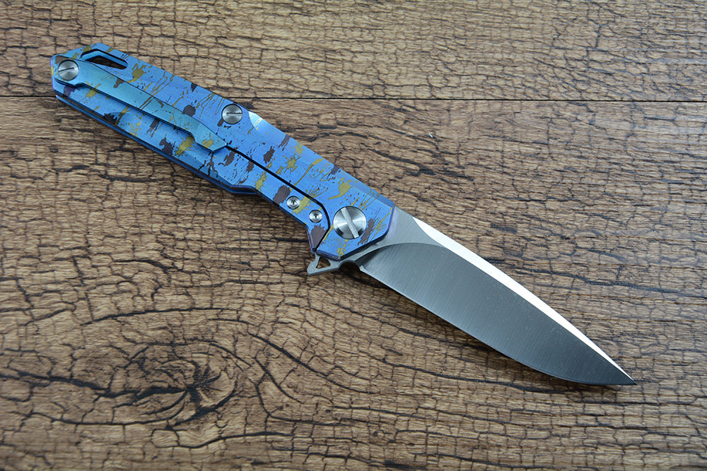 TWOSUN Folding Pocket Outdoor Knives D2 Blade TS21 Blue
