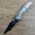 Y-START Folding Knife Damascus Blade TC4 Handle Laser Pattern YF12