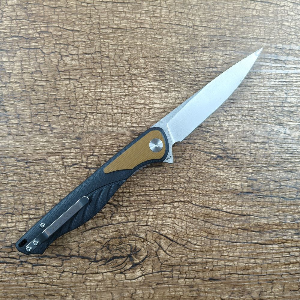 Y-START Folding Pocket Knife 3.82" D2 Blade G10 Handle Fast Open LK717 Brown