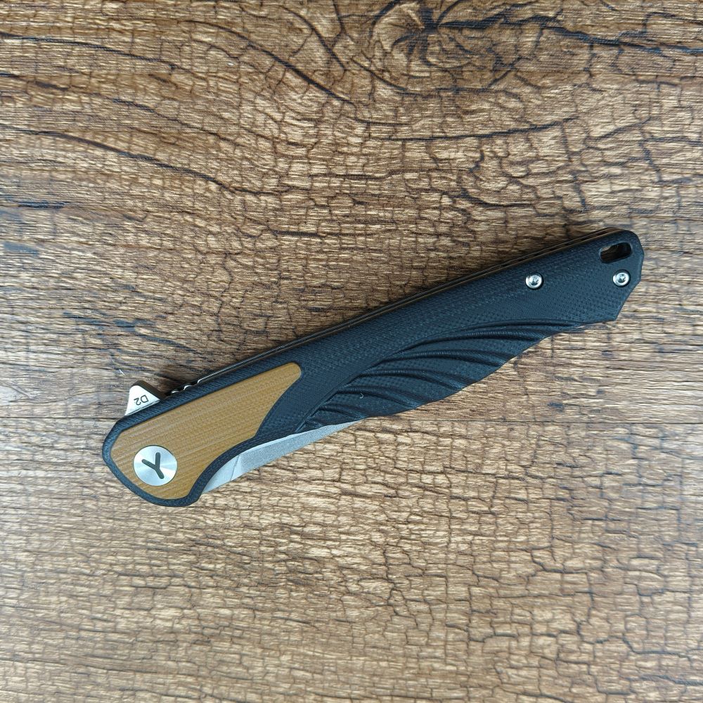 Y-START Folding Pocket Knife 3.82" D2 Blade G10 Handle Fast Open LK717 Brown