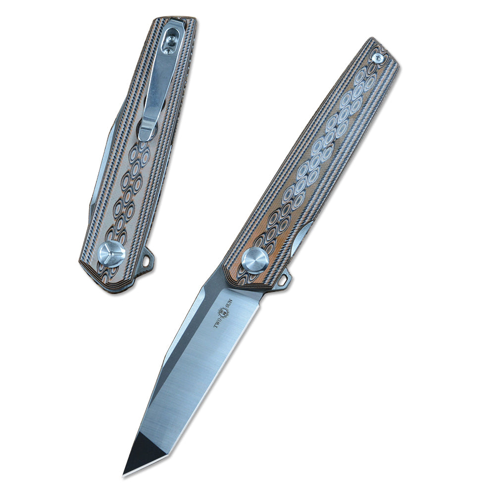 TWOSUN TS06 D2 Tanto Blade Folding Knife G10 Handle Liner Lock