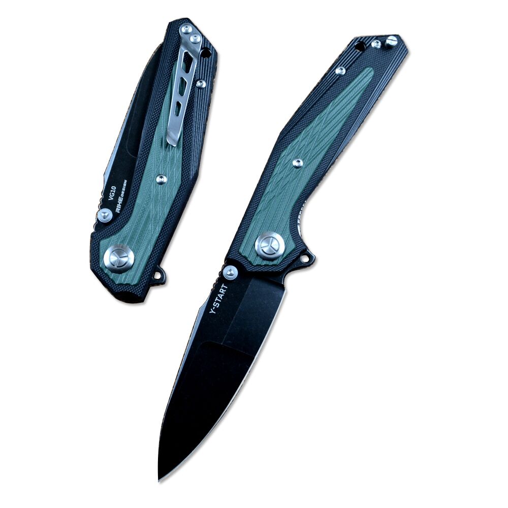 Y-START VG10 Plain Blade Pocket Knives G10 Handle LK5033 Green