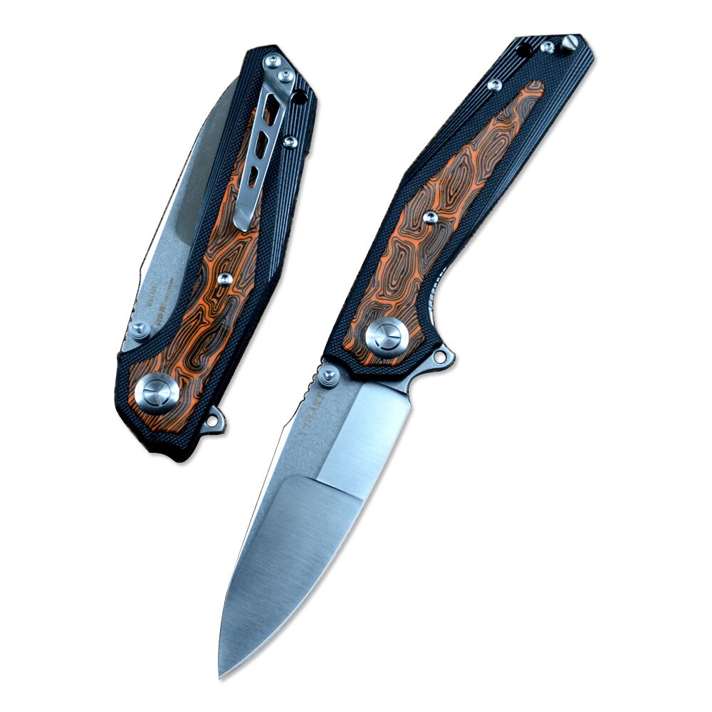Y-START Folding Knife VG10 Blade Ball Bearing Washer G10 Orange LK5033