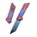 TWOSUN D2 Blade Pocket Folding Knife Red Blue G10 Handle TS38
