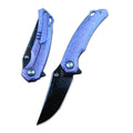Y-START Folding Knife Damascus Blade Ice Crystal Pattern TC4 Handle YF10