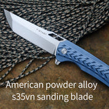 Y-START flipper knife LK5019 with S35VN satin blade ceramic ball bearing washer TC4 handle outdoor EDC tools