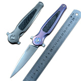 Y-START dagger flipper knife LK5022S with S35VN satin blade ceramic ball bearing washer TC4 handle outdoor EDC tools