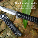 Y-START Flipper folding knife with 440C blade ceramic ball bearing washer TC4 handle outdoor camping hunting pocket knife EDC tools