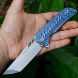 Y-START flipper knife LK5019 with S35VN satin blade ceramic ball bearing washer TC4 handle outdoor EDC tools