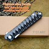 Y-START Flipper folding knife with 440C blade ceramic ball bearing washer TC4 handle outdoor camping hunting pocket knife EDC tools